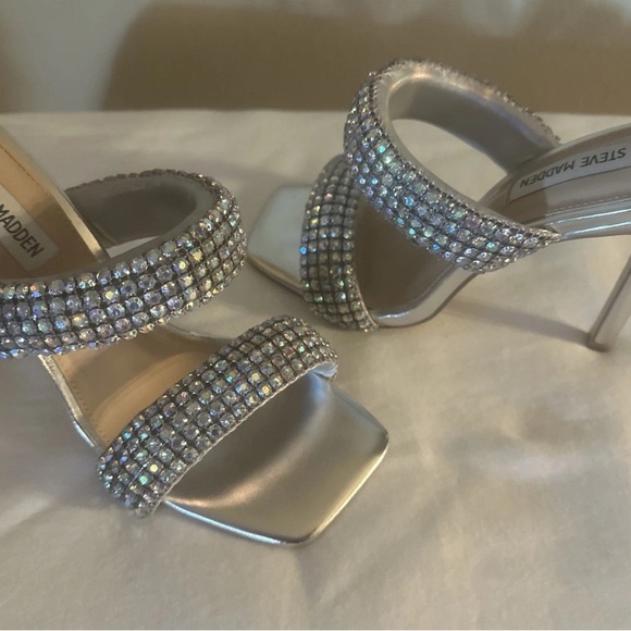 Steve Madden Silver Rhinestone Heels - Picture 4 of 7